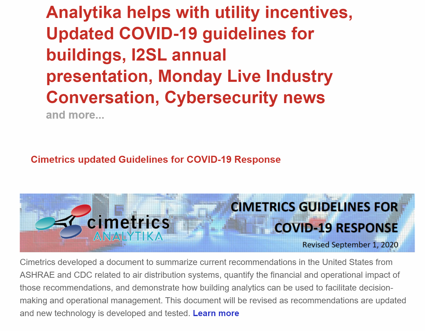 September 2020 newsletter